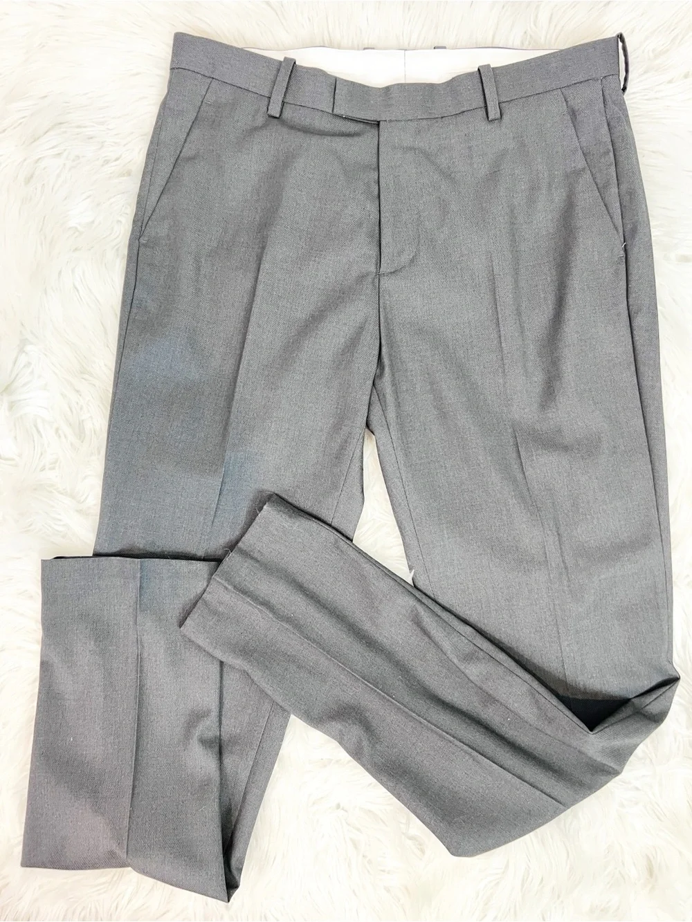 H&M SLIM FIT CHARCOAL GRAY MENS DRESS SLACKS PANTS MENS SZ 34R